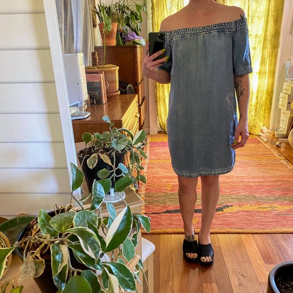 All Saints Blue Zoe Chambray Mini Shift Casual Dress, size S - Picture 5 of 6